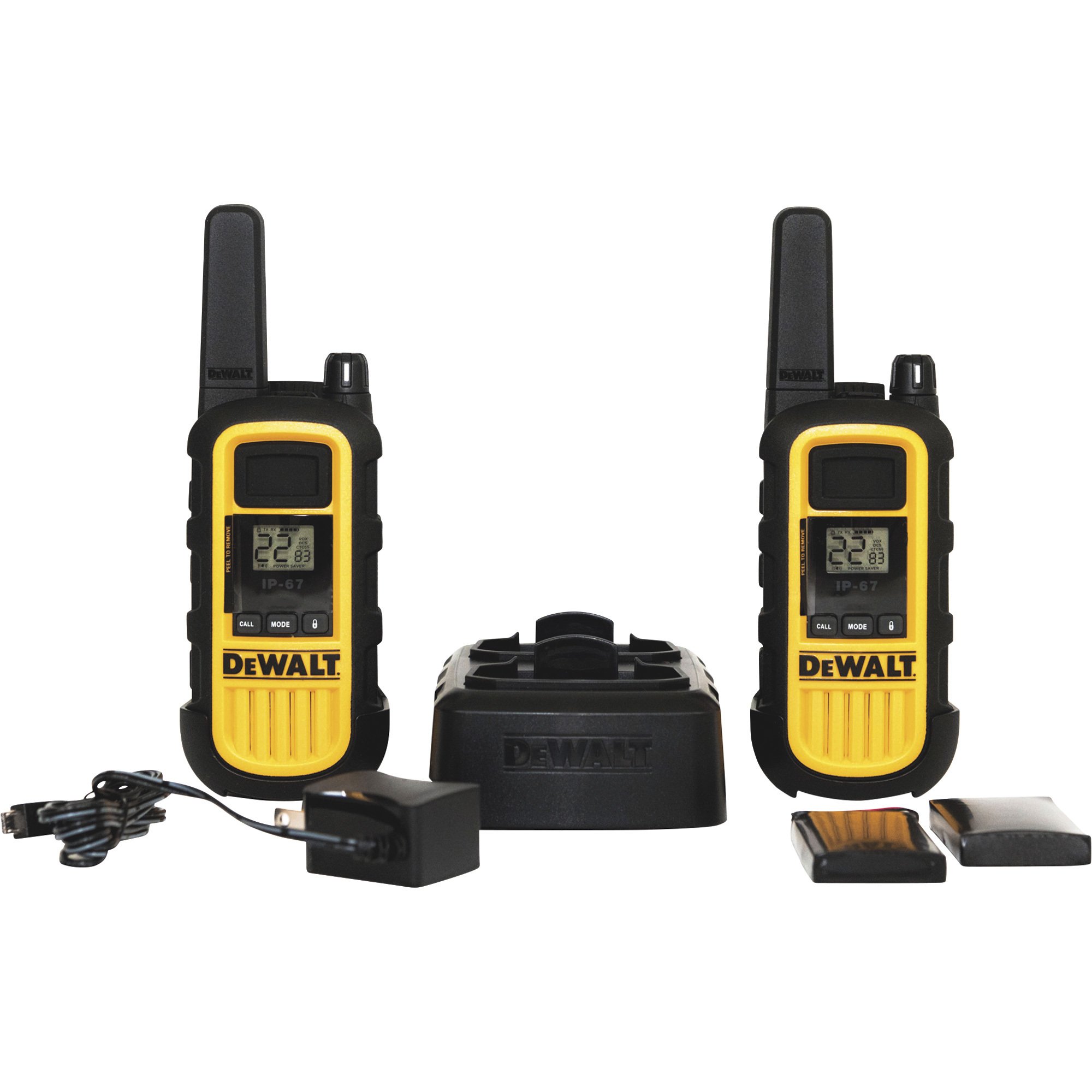 DEWALT 2 Watt Heavy-Duty FRS Walkie-Talkie Radios — 1 Pair, 300,000 Sq. Ft./25-Floor Range, Model# DXFRS800
